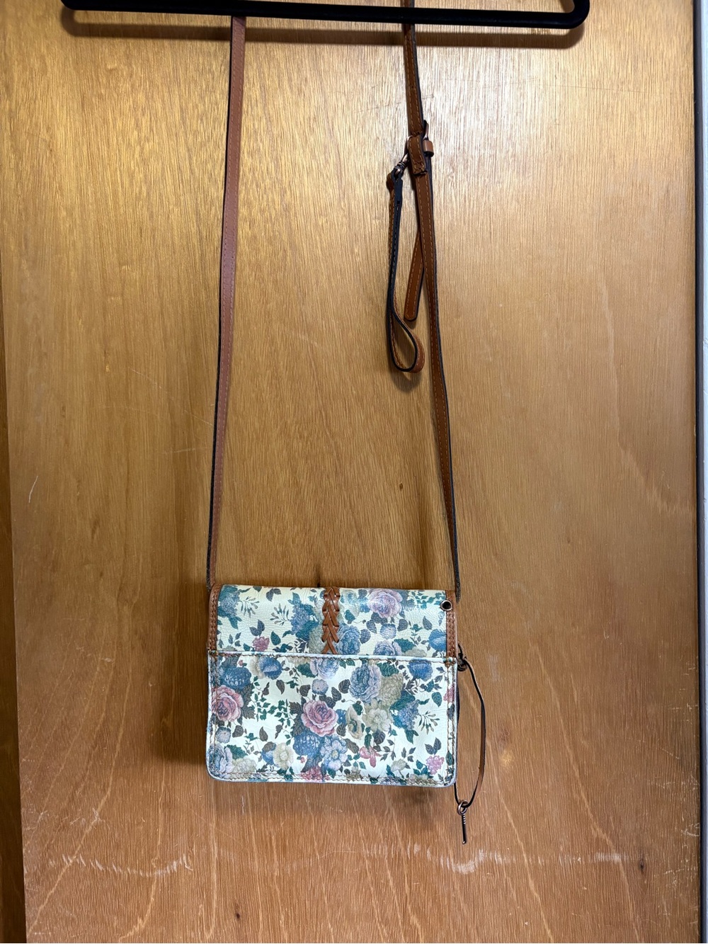 Patricia Nash Floral-Accent Crossbody Bag in Blue and Tan - Picture 2 of 5
